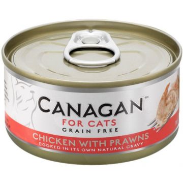 Hrana umeda pentru pisici Canagan Cat Pui si Creveti 75 gr
