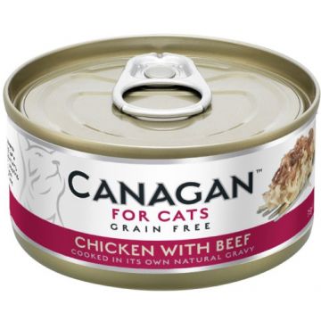 Hrana umeda pentru pisici Canagan Cat Pui si Vita 75 gr