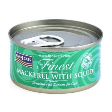 Hrana umeda pentru pisici Fish4Cats Finest Conversa File Macrou&Calamar 70 gr