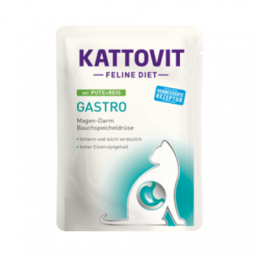 Hrana umeda pentru pisici Kattovit Feline Diet Gastro cu Curcan si Orez 85 gr