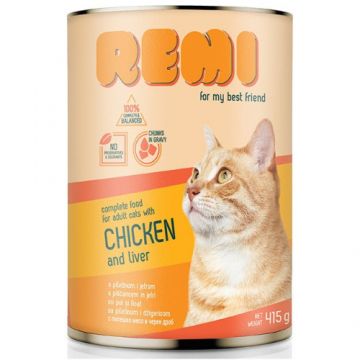 Hrana umeda pentru pisici Remi Cat Pui si Ficat 415 gr