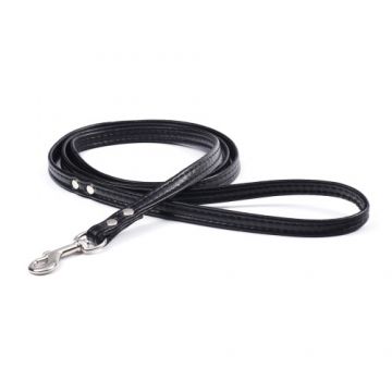 Lesa din piele Enjoy, neagra, rezistenta, 10 mm x 130 cm