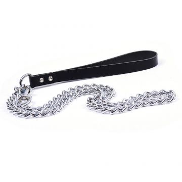 Lesa metalica, argintie, pentru caini de forta, lungime 90 cm