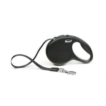 Lesa retractabila, neagra, lungime 3 m, pentru caini cu greutate de pana la 12 kg