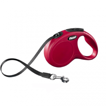 Lesa retractabila, rosie, lungime 3 m, pentru caini cu greutate de pana la 12 kg