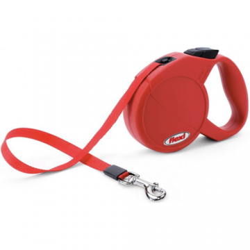 Lesa retractabila, rosie, lungime 8 m, pentru caini cu greutate de pana la 12 kg, compatibila cu Led si Multibox