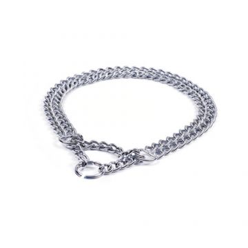 Zgarda forta din metal, argintie, pentru caini de forta, 60 cm