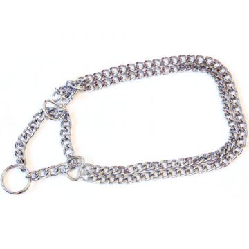 Zgarda lant dublu pentru caini, metalica, pentru animale de forta, 35 cm