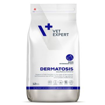 4T Dieta Veterinara Dermatosis Dog, Vetexpert, Somon & Cartofi, 12 kg la reducere