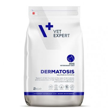 4T Dieta Veterinara Dermatosis Dog, Vetexpert, Somon & Cartofi, 2 kg de firma originala