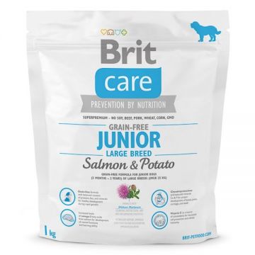 Brit Care Grain-free Junior Large Breed Salmon and Potato, 1 kg de firma originala