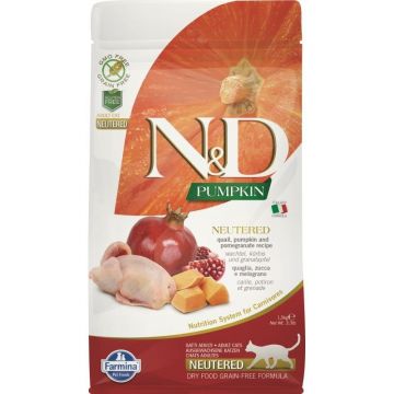 N&D Cat Grain Free Neutered, Pumpkin and Quail, 1.5 kg
