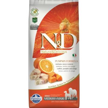 N&D Dog GF Pumpkin Codfish & Orange Adult Medium Maxi, 12 kg
