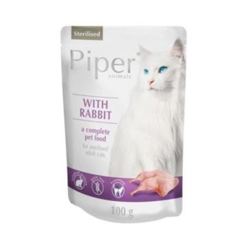 Piper Cat Sterilised, Iepure, 100 g de firma originala