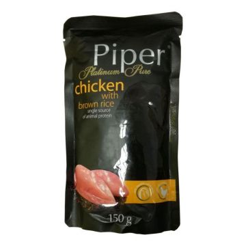 Piper Platinum Pure Dog, Pui Si Orez Brun, 150 g ieftina