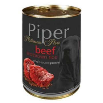 Piper Platinum Pure Dog, Vita Si Orez Brun, 400 g la reducere