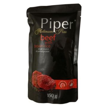 Piper Platinum Pure Dog, Vita Si Orez Brun, 150 g de firma originala