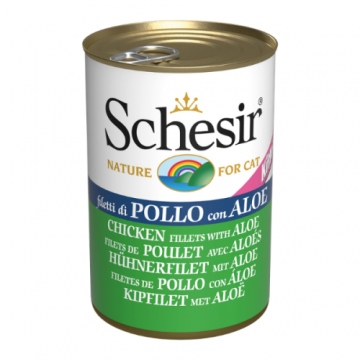 Hrana umeda pentru pisici Schesir cu pui si aloe 140 g