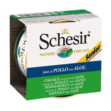 Hrana umeda pentru pisici Schesir Senior Pui/Aloe 85gr