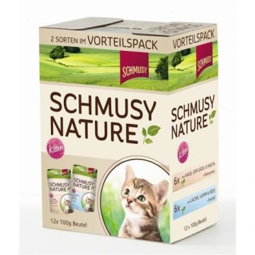 Hrana umeda pentru pisici Schmusy Nature Kitten set 12 plicuri X 100 g