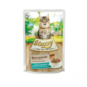 Hrana umeda pentru pisici Stuzzy Bucati de Peste alb in sos 85 gr