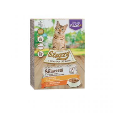 Hrana umeda pentru pisici Stuzzy Sterilized Pack Bucati de pui&curcan in sos 12x85g