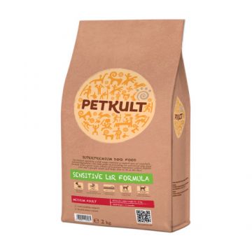Hrana uscata pentru caini Petkult Sensitive Medium Adult cu miel si orez 2 kg