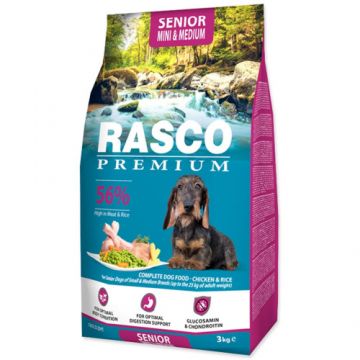 Hrana uscata pentru caini Rasco Premium Senior Mini & Medium, cu Pui ?i Orez 3 kg