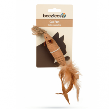 Jucarie pentru pisici Beeztees Soricel cu pene 24cm PP430141