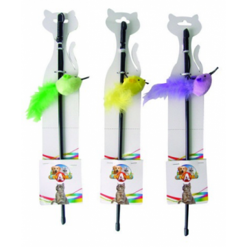 Jucarie pentru pisici model udita soarece cu pene