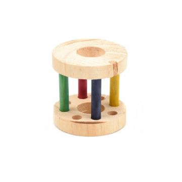 Jucarie Rozatoare Cilindru Lemn Roz