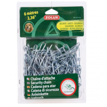 Lant din otel, argintiu, sistem de rasucire anti strangulare, lungime 6 m