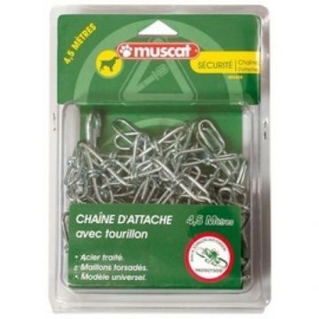 Lant din otel, argintiu, sistem de rasucire antistrangulare, lungime 4.5 m