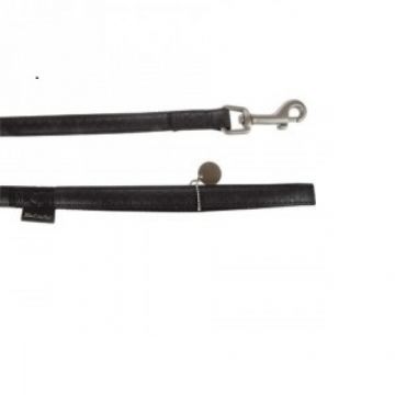 Lesa caini, neagra, din piele, lungime 1,3 m, pentru caini de talie medie