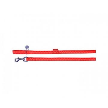 Lesa caini, rosie, din piele, lungime 1,3 m, pentru caini de talie medie si mare