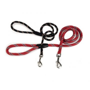 Lesa cordelina dubla, neagra, lungime 125 cm, pentru caini cu greutate de pana la 25 kg