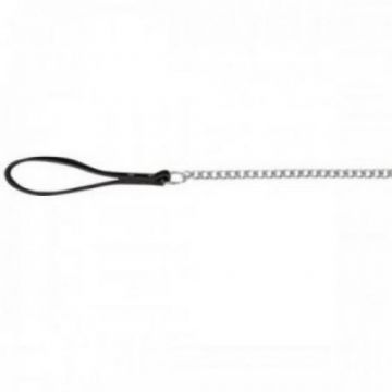 Lesa metalica pentru caini, argintie, ideala pentru plimbari zilnice, lungime 90 cm, pentru caini cu greutate de pana la 25 kg