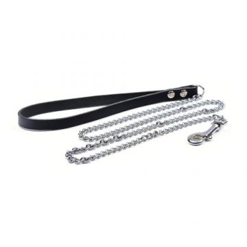 Lesa pentru caini Enjoy din metal, argintie, lungime 0.9 m, pentru caini de talie medie si mare