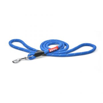 Lesa sport reflectorizanta pentru caini, albastra, din poliester, lungime 170 cm, latime 1 cm
