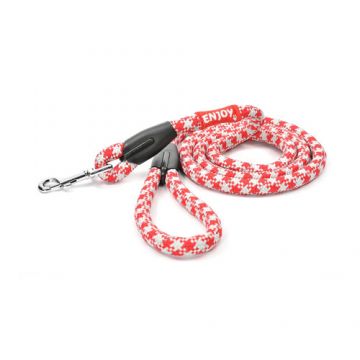 Lesa sport reflectorizanta pentru caini, rosie, din poliester, lungime 60 cm, latime 1.6 cm