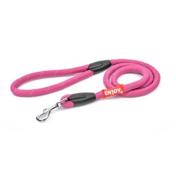 Lesa sport reflectorizanta pentru caini, roz inchis, realizata din poliester, lungime 120 cm, latime 1 cm