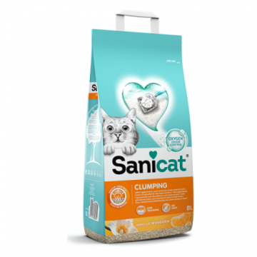 Nisip pentru litiera Sanicat Clumping Vanilie&Mandarina 8L