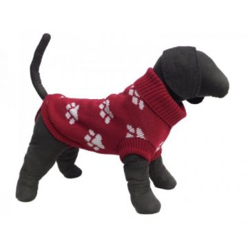 Pulover rosu tricotat pentru caini Vesto 36 cm