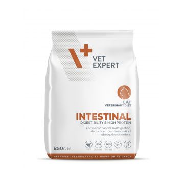 Hrana dietetica pentru pisici cu afectiuni intestinale Vet Expert Intestinal Cat, 250g