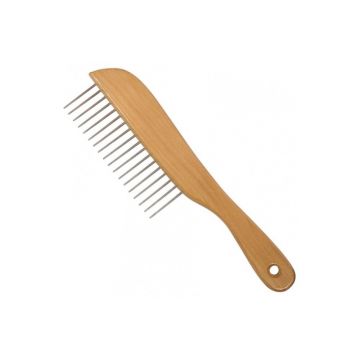 Pieptan rar cu maner din lemn