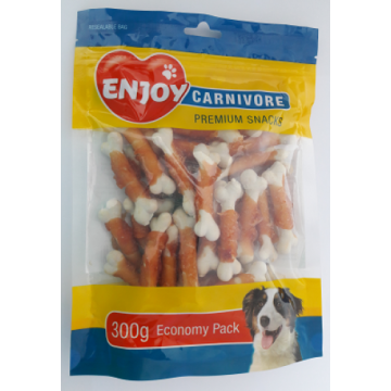 Recompense pentru caini oase cu calciu si pui Enjoy Carnivore 300 g
