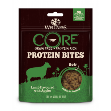 Recompense pentru caini Wellness Core Protein Bites Soft cu miel si mere 170 g