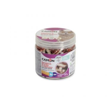 Recompense pentru pisici Camon Snack Bucati cod, pui si ficat 60 gr