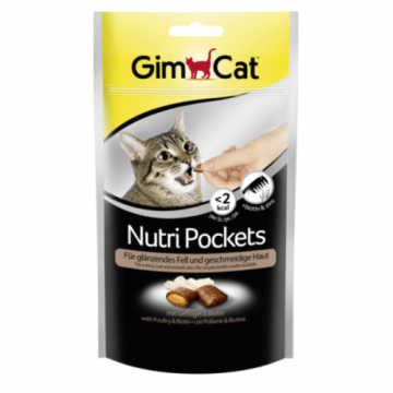 Recompense pentru pisici GimPet Nutri Pockets cu pui si biotina 60 g