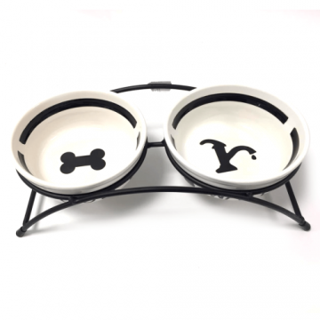 Set 2 castroane ceramica+suport Daya 2x300ml